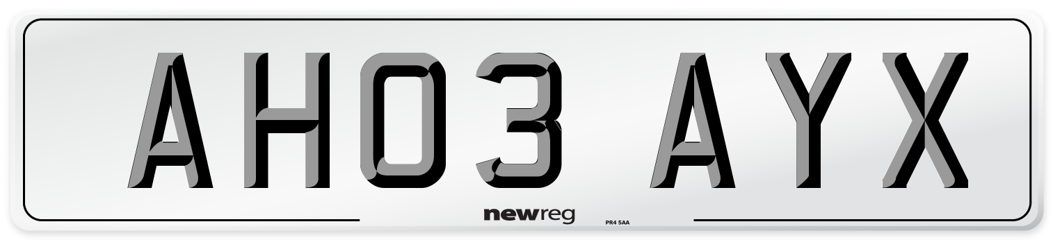 AH03 AYX Number Plate from New Reg